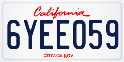 CA license plate 6YEE059