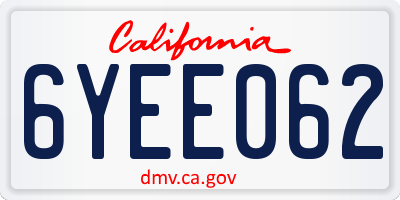 CA license plate 6YEE062