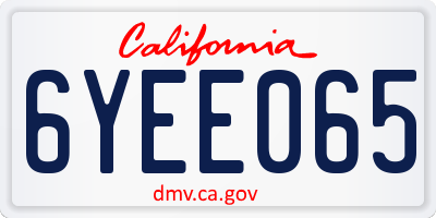 CA license plate 6YEE065