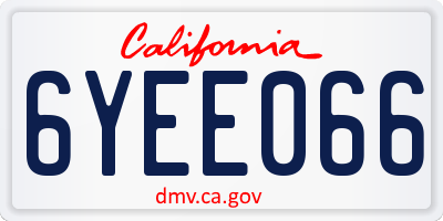 CA license plate 6YEE066