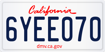 CA license plate 6YEE070