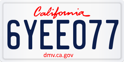 CA license plate 6YEE077