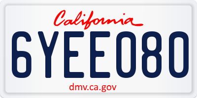 CA license plate 6YEE080