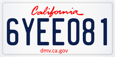 CA license plate 6YEE081
