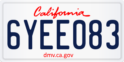 CA license plate 6YEE083