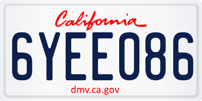 CA license plate 6YEE086