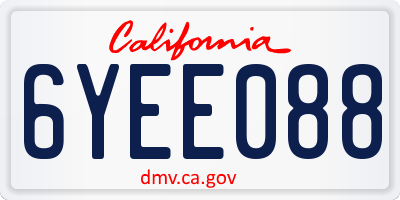 CA license plate 6YEE088