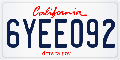 CA license plate 6YEE092