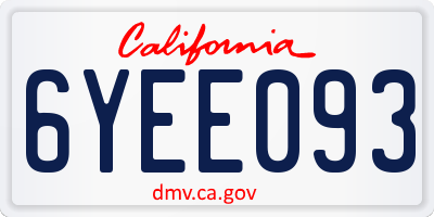 CA license plate 6YEE093