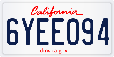 CA license plate 6YEE094