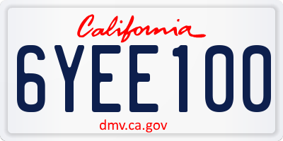 CA license plate 6YEE100