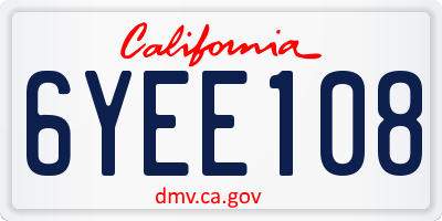 CA license plate 6YEE108