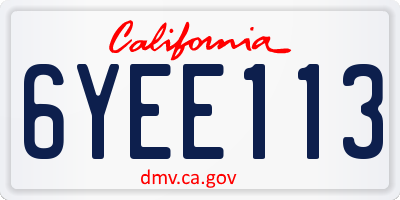 CA license plate 6YEE113