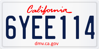 CA license plate 6YEE114