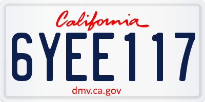 CA license plate 6YEE117