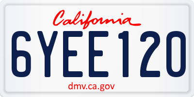 CA license plate 6YEE120