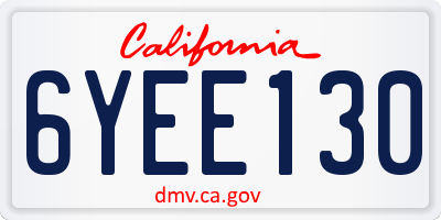 CA license plate 6YEE130