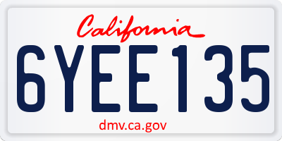 CA license plate 6YEE135