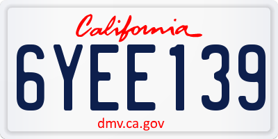 CA license plate 6YEE139