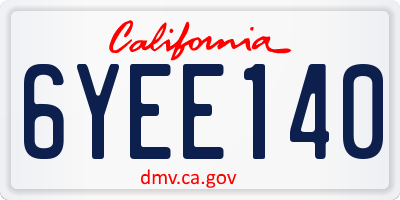 CA license plate 6YEE140