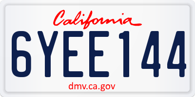 CA license plate 6YEE144