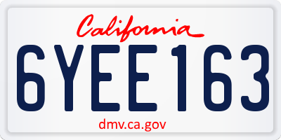 CA license plate 6YEE163