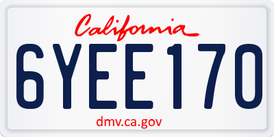CA license plate 6YEE170