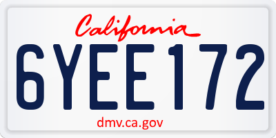 CA license plate 6YEE172