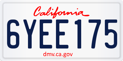 CA license plate 6YEE175