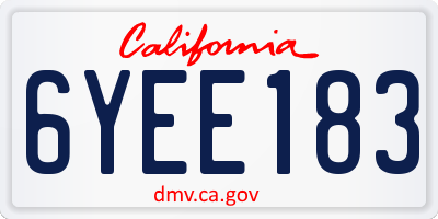 CA license plate 6YEE183