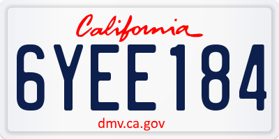 CA license plate 6YEE184