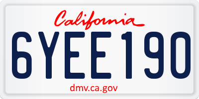 CA license plate 6YEE190