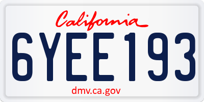 CA license plate 6YEE193