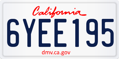 CA license plate 6YEE195