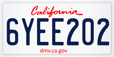 CA license plate 6YEE202