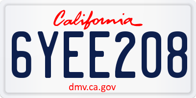 CA license plate 6YEE208