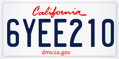 CA license plate 6YEE210