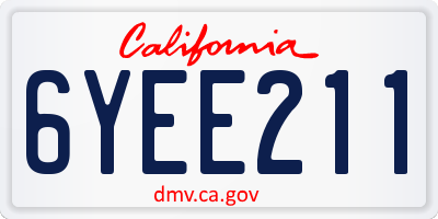 CA license plate 6YEE211