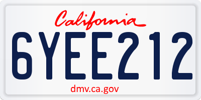 CA license plate 6YEE212