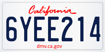 CA license plate 6YEE214
