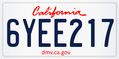 CA license plate 6YEE217