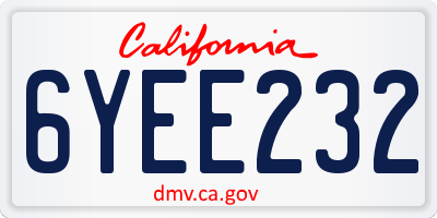 CA license plate 6YEE232