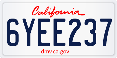 CA license plate 6YEE237