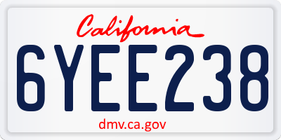 CA license plate 6YEE238