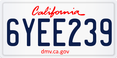CA license plate 6YEE239