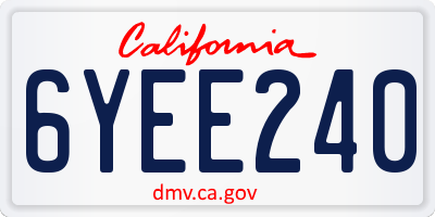 CA license plate 6YEE240