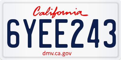 CA license plate 6YEE243