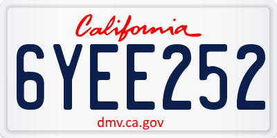 CA license plate 6YEE252