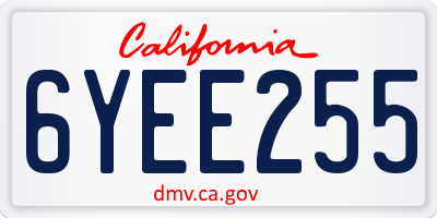 CA license plate 6YEE255