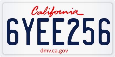CA license plate 6YEE256